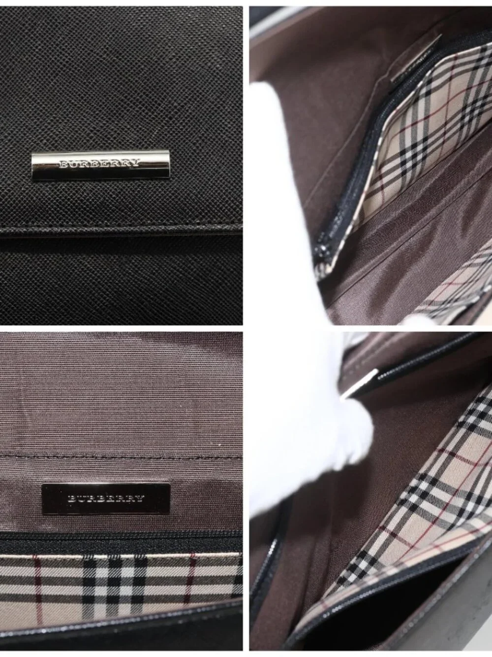 BURBERRY Shoulder Bag Leather Black Silver Auth ep13804 - Picture 16 of 16